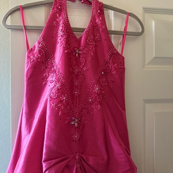 Tip Top Girls Barbie Pink Halter Sequin Gown - Size 12 - Picture 2 of 7
